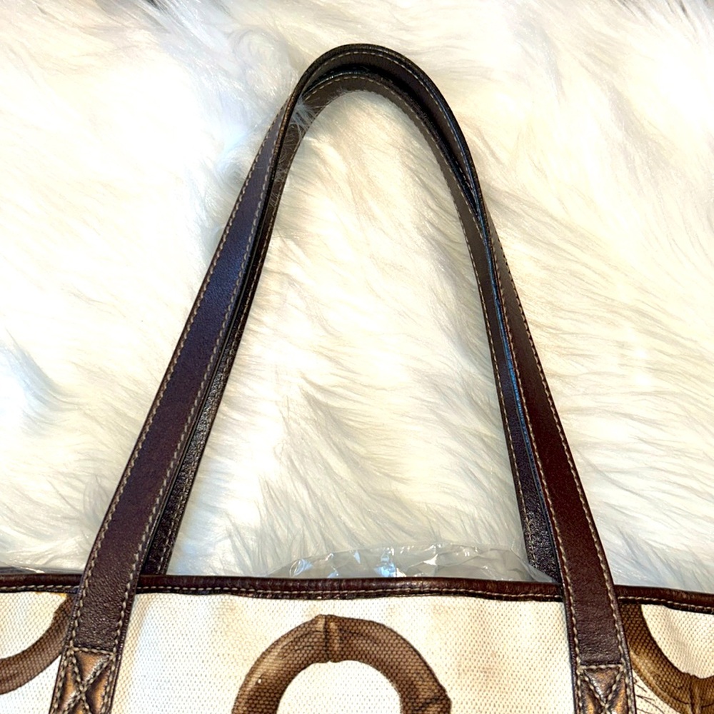🍒GUCCI🍒 Large Horsebit Canvas/Brown Leather Beach/Shoulder Bag - Picture 9 of 17